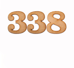 Number 338 - Piece of wood isolated on white background