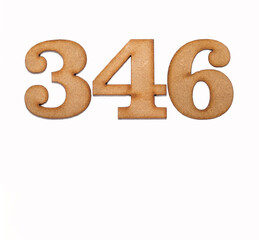 Number 346 - Piece of wood isolated on white background