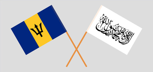 Crossed flags of Barbados and Taliban. Official colors. Correct proportion