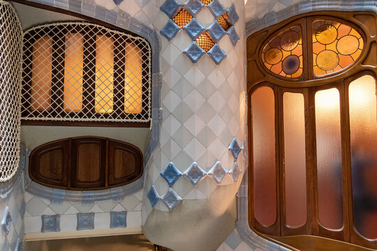 Barcelona, Spain - September 19, 2021: Inside Casa Batllo in Barcelona, the building was designed by Antoni Gaudí, and is considered one of his masterpieces