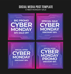 cyber monday square banner template. Promotional banner for social media post, web banner and flyer