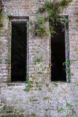 Fototapeta premium Old weathered and worn wall with windows