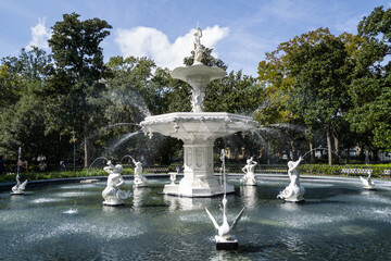 Historic water fountain in the city park