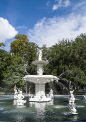 Historic water fountain in the city park