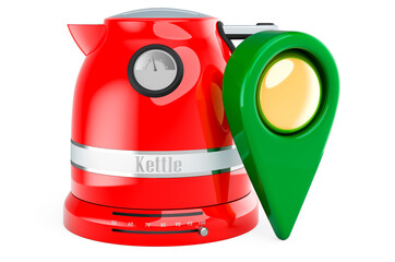 Electric kettle with map pointer. 3D rendering