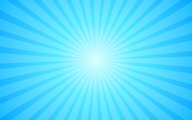 Abstract blue background vector. Modern pop art banner with sun rays