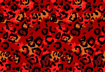 Seamless jaguar fur pattern. Fashionable wild color leopard print background. Modern panther animal fabric textile print design. Stylish vector color illustration