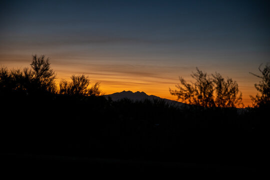 Arizona Sunset; Four Peaks Sunset; Blue and Orange Desert
