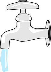 蛇口から出る水のイラスト