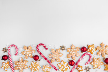 Christmas celebration composition with gingerbread