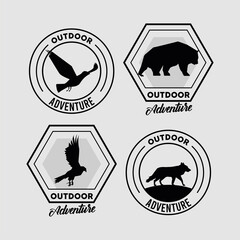 four wild animals emblems