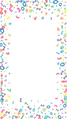 Fototapeta na wymiar Falling colorful messy numbers. Math study concept with flying digits. Captivating back to school mathematics banner on white background. Falling numbers vector illustration.