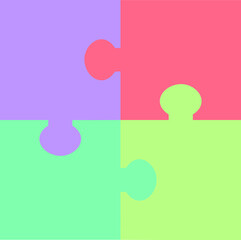 colorful four pieces puzzle game