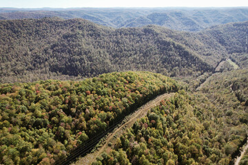 Autumn skies on autumn dense forests in the Appalachian Mountains of West Virginia 