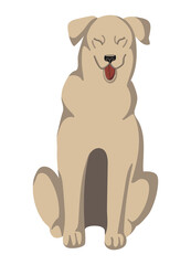 Isolated vector element. Dog. The dog is sitting. A smiling dog. Color image on a white background. The print is used for packaging design.