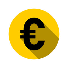 Euro European Currency Money Sign in a Circle Icon with 3D Shadow Effect. Vector Image.