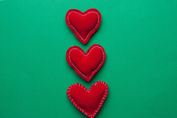 decoration holiday valentines day design green background top view