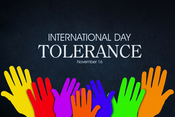 International day for tolerance with colorful hand