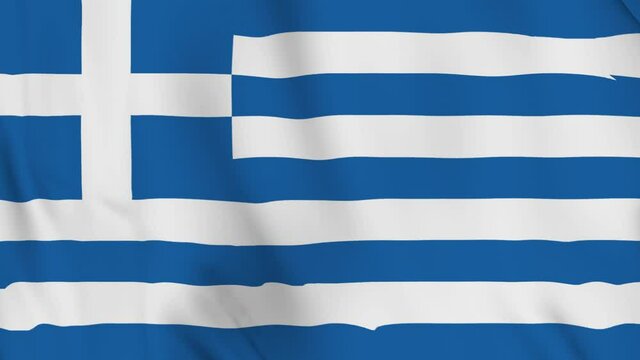 4K Ultra Hd 3840x2160. A beautiful view of Greece flag video. 3D flag waving seamless loop video animation.