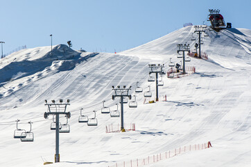 Ski hill and a ski lift at a ski resort