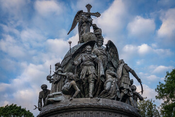 Monument to the Millennium of Russia, erected on the territory of the Novgorod Kremlin in 1862 in...