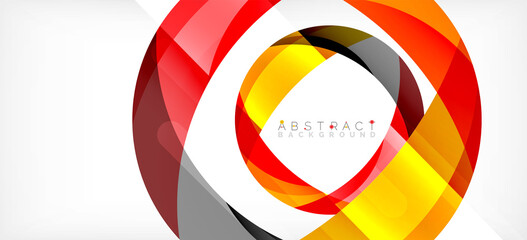 Geometric abstract background. Circle created with overlapping color shapes. Vector Illustration For Wallpaper, Banner, Background, Landing Page