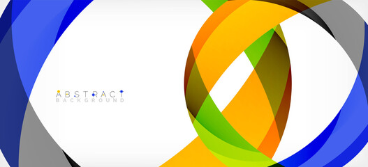 Geometric abstract background. Circle created with overlapping color shapes. Vector Illustration For Wallpaper, Banner, Background, Landing Page