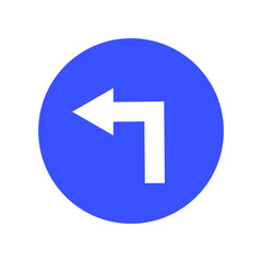 vector turn left ahead with white background