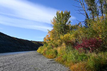 Beautiful autumn day on the Highwood River in Alberta Canada