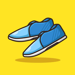 Casual Shoes for School in Colourful Cartoon Line Art Illustration