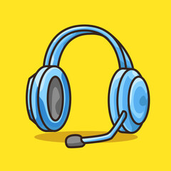 Cute Headphone for gamer in Colourful Cartoon Line Art Illustration © Alkusr