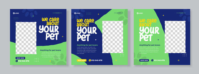 pet care banner social media pack template premium