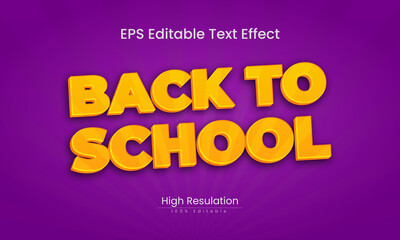 Back to school 3d text effect vector design 
