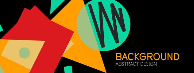 Abstract background. Blocks, lines, triangles, circles composition. Techno or business concept for wallpaper, banner, background, landing page
