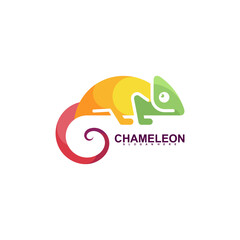 Chameleon logo vector illustration concept with unique shapes and full colors design. Creative design premium © jon studio