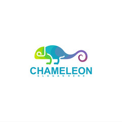 Chameleon logo vector illustration concept with unique shapes and full colors design. Creative design premium