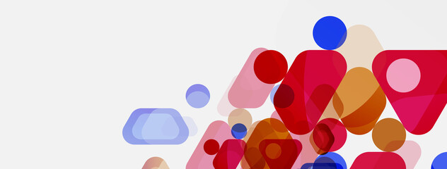 Color bubbles and rounded geometric shapes on white. Vector geometric minimal abstract background for wallpaper, banner, background, landing page