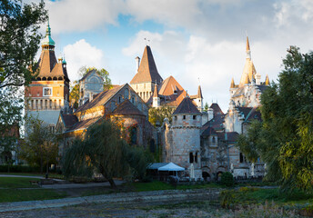 Fototapeta na wymiar View of Vajdahunyad Castle, Gothic-Renaissance castle in city park of Budapest, Hungary