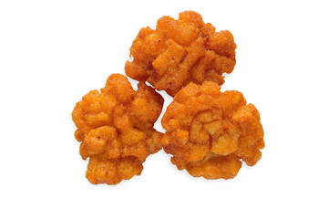 Closed up texture of Japanese Rice Crackers isolated on white background with clipping path....