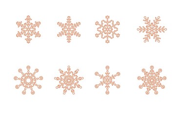 Line Art Snowflakes Sets for Christmas Decoration, New Year Holiday, Meery Christmas