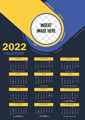 2022 calendar design idea with vector file for next year wall calendar.