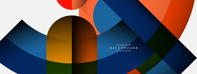 Geometric abstract background. Round shapes, circles, lines composition for wallpaper banner background or landing page