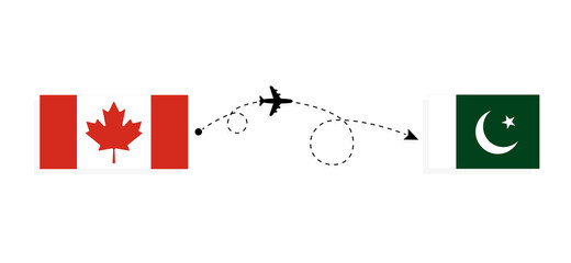 Flight and travel from Canada to Pakistan by passenger airplane Travel concept