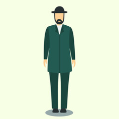 Jewish Man Cartoon Flat Illustration