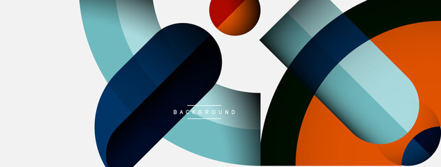 Geometric abstract background. Round shapes, circles, lines composition for wallpaper banner background or landing page