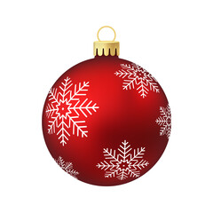 Red Christmas tree toy or ball Volumetric and realistic color illustration