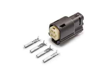 Connector for wiring. Spare part of the engine electrical system. Contact electrical connector...