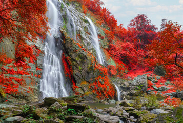 Khlong Lan waterfall is a beautiful Waterfalls in the rain forest jungle Thailand