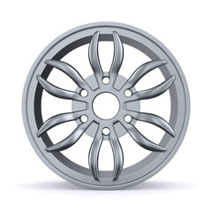 wheel rim on white background. Isolated 3D illustration