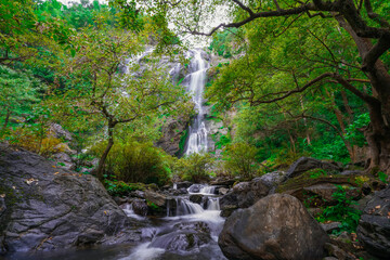Khlong Lan waterfall is a beautiful Waterfalls in the rain forest jungle Thailand